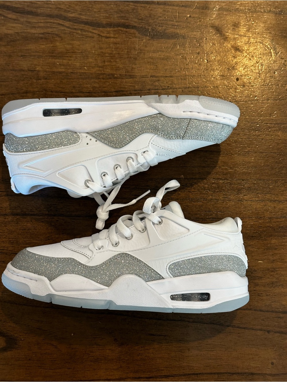 Air Jordan 4 RM White Metallic Silver Glitter Women’s Size 8 NWOB